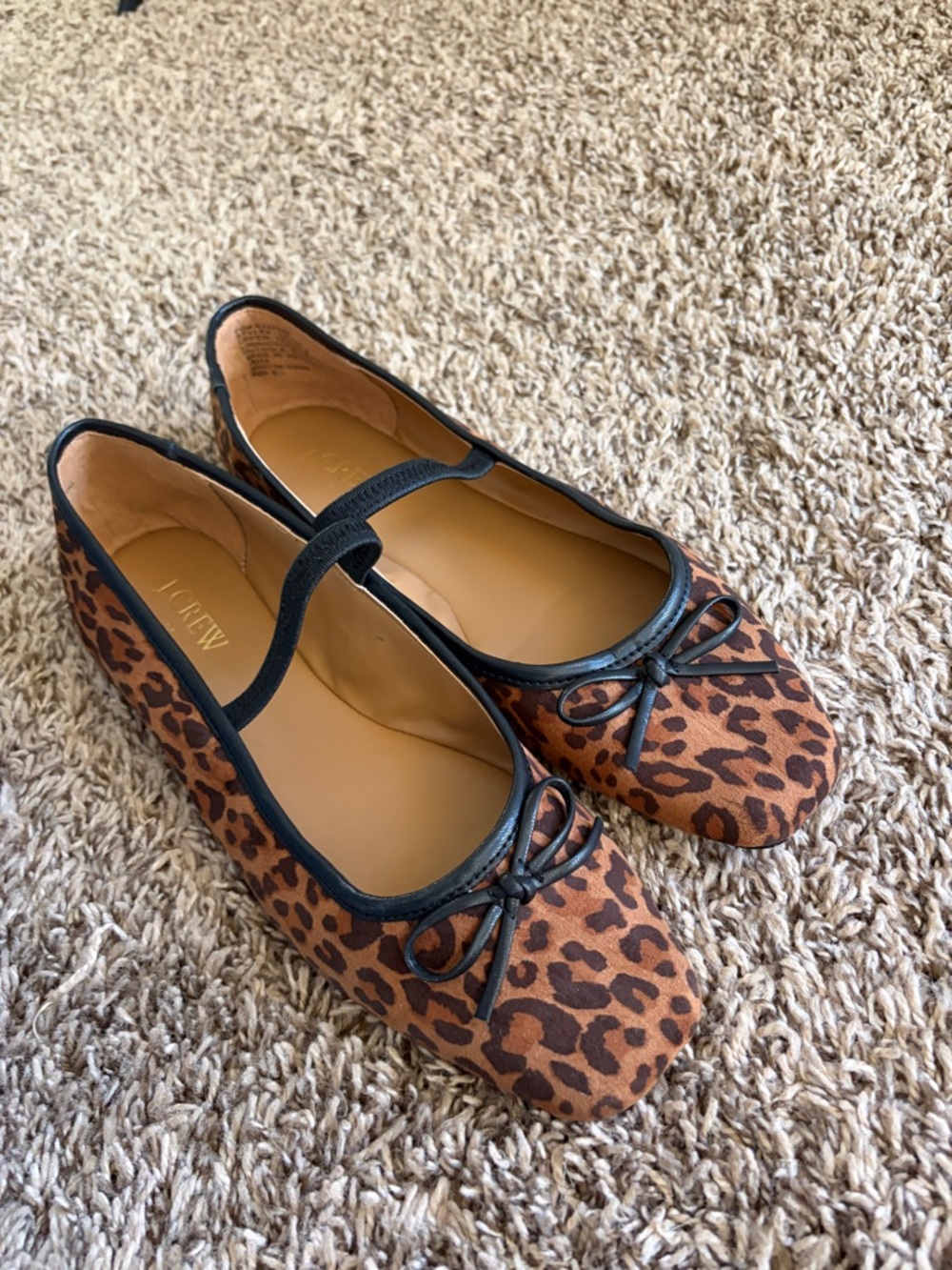 J. Crew Leopard Print Mary Jane Flats - Brown and Black
